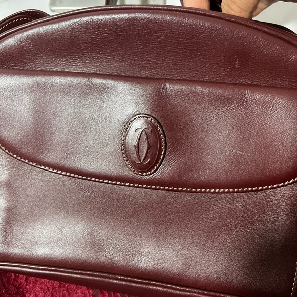 GUC Cartier Vintage Bordeaux Leather Shoulder Bag - Picture 2 of 8